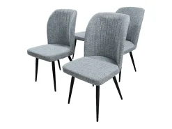 Pack de 4 Sillas Modernas para Comedor y Salón – Tapizado en Color Gris con Patas Metálicas Negras, Medidas: 46 cm x 55 cm x 92 cm