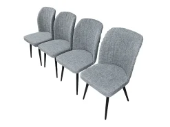 Pack de 4 Sillas Modernas para Comedor y Salón – Tapizado en Color Gris con Patas Metálicas Negras, Medidas: 46 cm x 55 cm x 92 cm