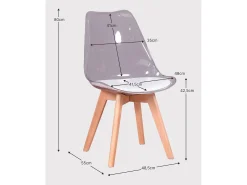 Pack de 4 sillas nórdicas con asiento transparente - Verona - Transparente