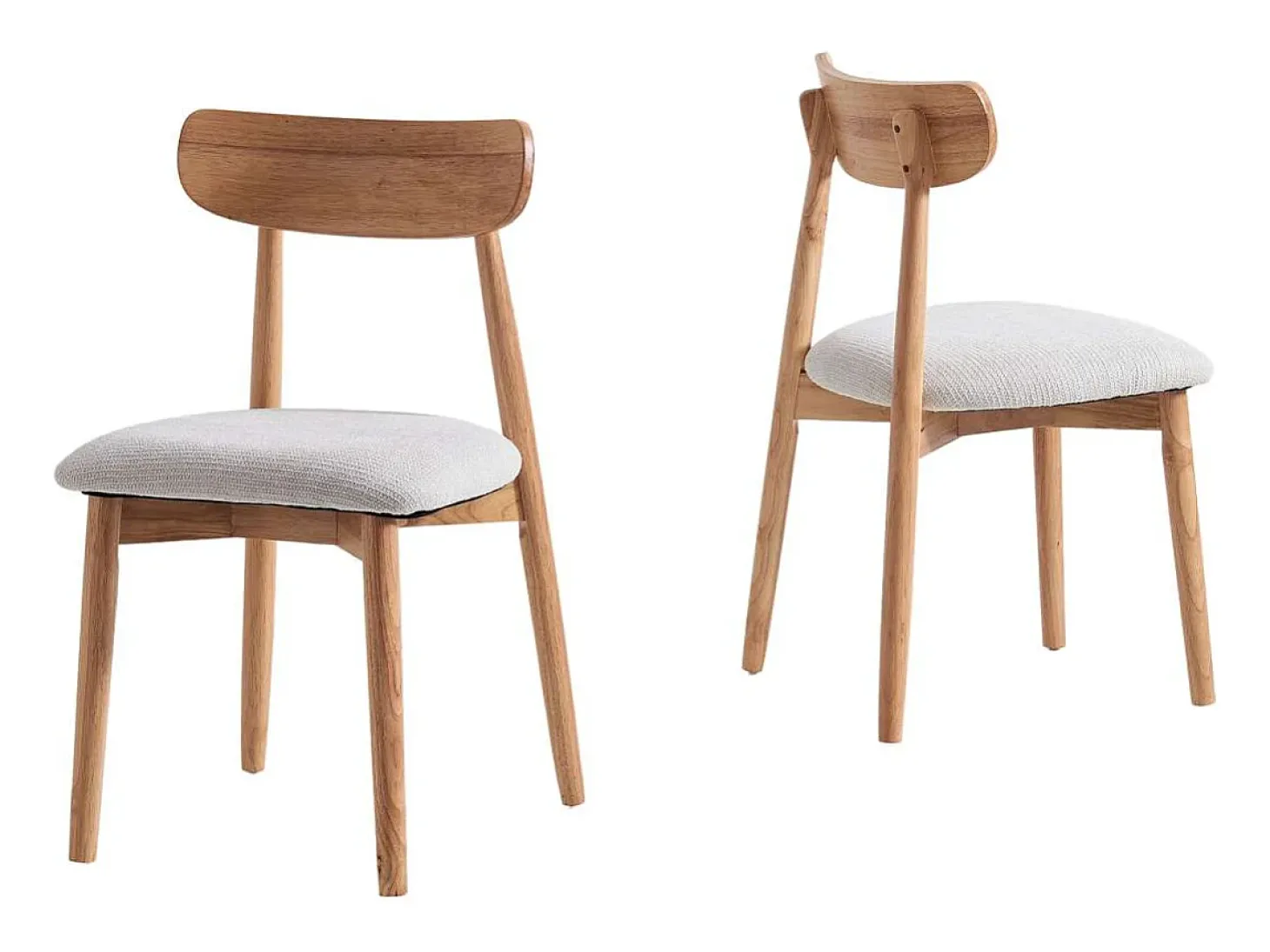 Pack de 2 sillas para cocina o comedor Shia tapizado textil beige/natural, 83cm(alto) 49cm