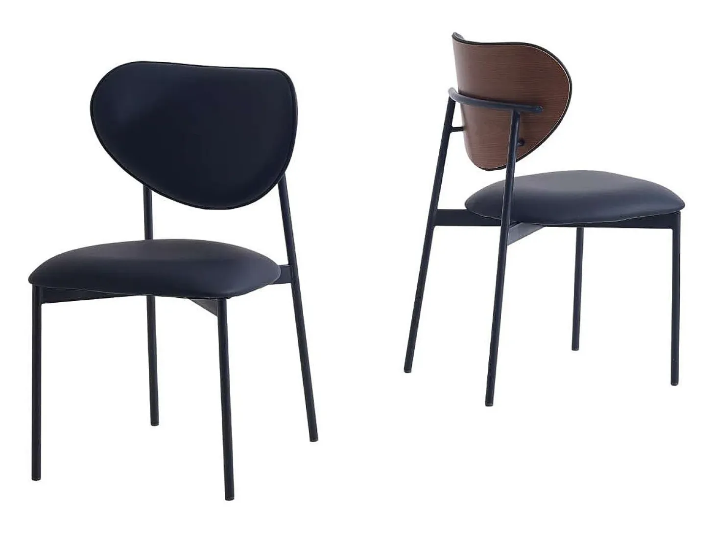 Pack de 2 sillas para cocina o comedor Eva tapizado simil piel negro, 85cm(alto) 52cm(anch