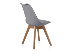 Pack de 4 Sillas para Comedor, Cocina o Salón – Simil Piel Gris y Madera, Medidas: 48 cm x 45 cm x 84 cm.