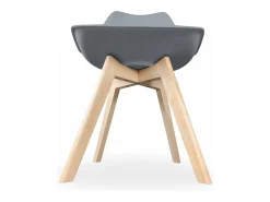 Pack de 4 Sillas para Comedor, Cocina o Salón – Simil Piel Gris y Madera, Medidas: 48 cm x 45 cm x 84 cm.
