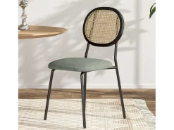 Pack de 2 sillas Platy Homcom respaldo ratán verde oscuro/negro 87x44x54 cm