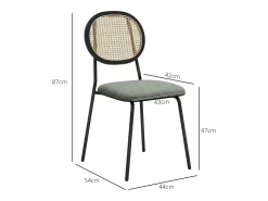 Pack de 2 sillas Platy Homcom respaldo ratán verde oscuro/negro 87x44x54 cm