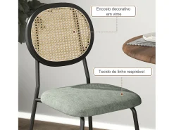 Pack de 2 sillas Platy Homcom respaldo ratán verde oscuro/negro 87x44x54 cm