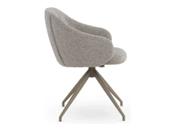 Pack de 4 sillones giratorios tapizados en chenilla color beige