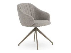 Pack de 4 sillones giratorios tapizados en chenilla color beige