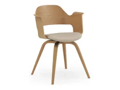 Pack de 4 sillones madera contrachapado roble asiento tapizado