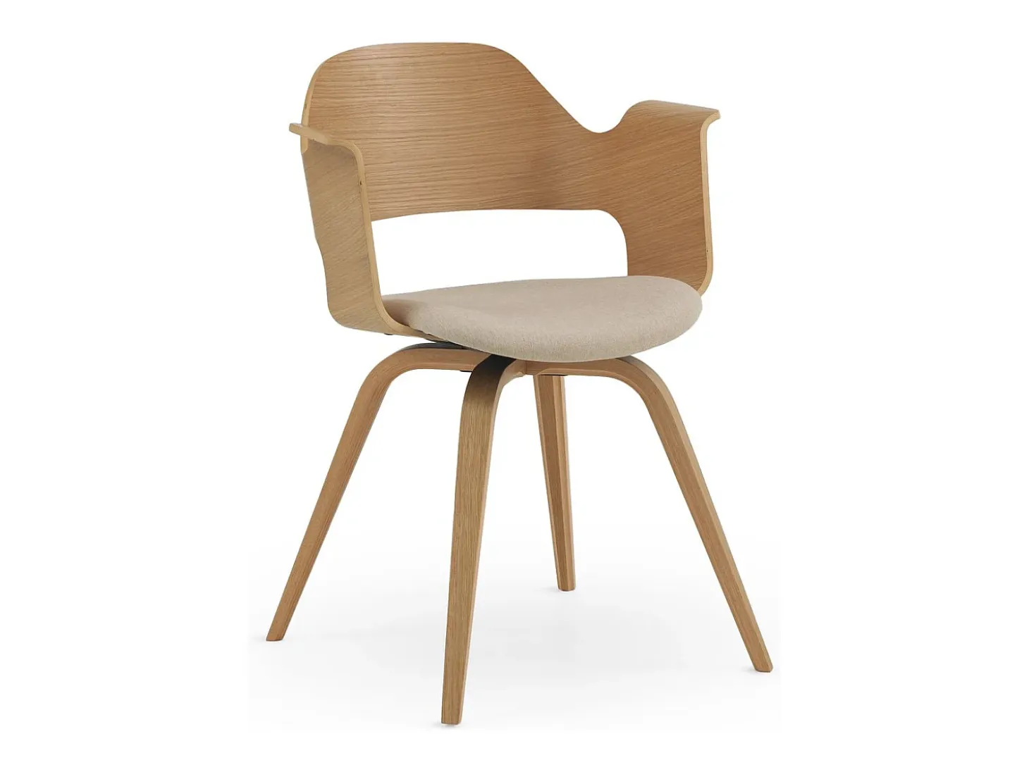 Pack de 4 sillones madera contrachapado roble asiento tapizado
