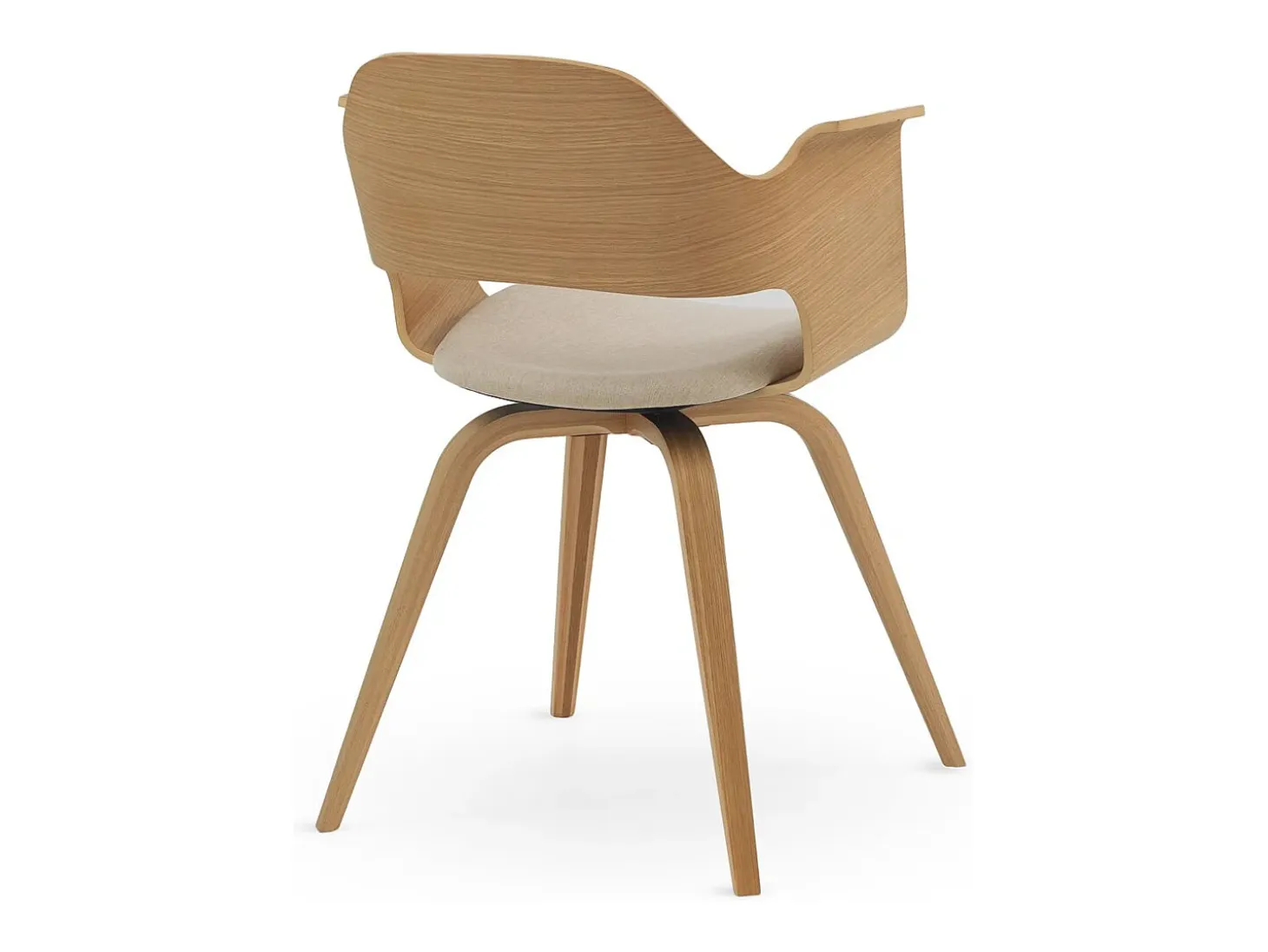 Pack de 4 sillones madera contrachapado roble asiento tapizado