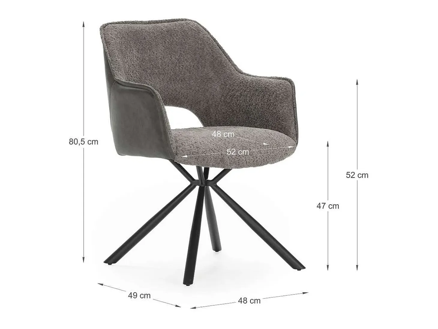 Pack de 2 sillones modelo Oliver tapizado textil gris, 81cm(alto) 60cm(ancho) 62cm(largo)
