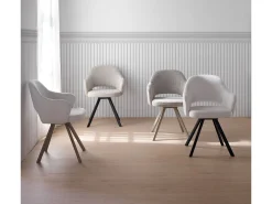 Pack de 4 sillones tapizados en chenilla color marrón