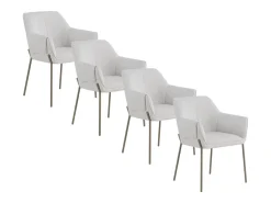 Pack de 4 sillones tapizados en chenilla color crema