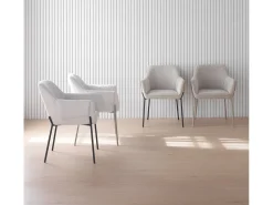 Pack de 4 sillones tapizados en chenilla color marrón