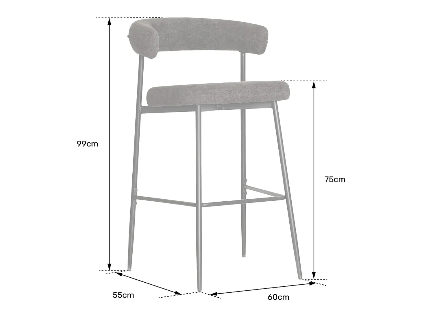 Pack de 2 taburetes de bar en tela beige THEA