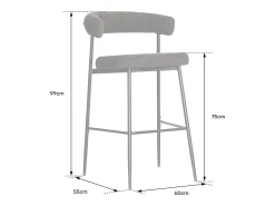 Pack de 2 taburetes de bar de tela verde THEA