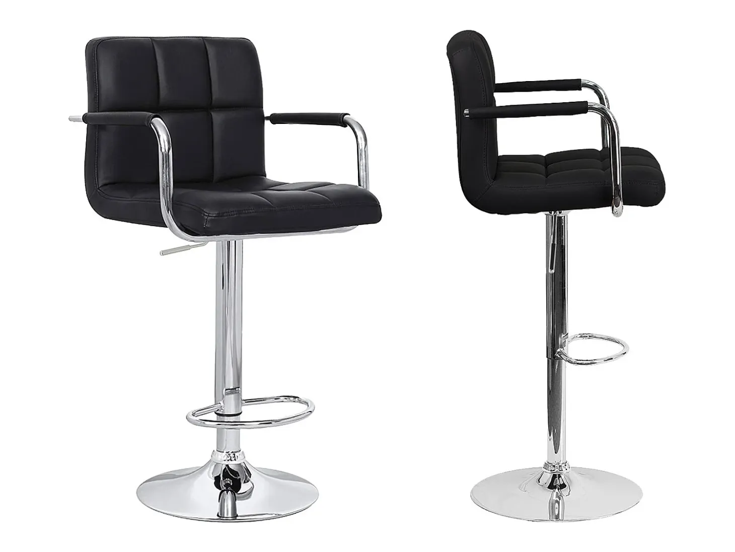 Pack de 2 taburetes de bar negros con reposabrazos MIKE
