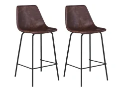 Pack de 2 taburetes de bar vintage LUCIEN marrón Altura del asiento 65cm
