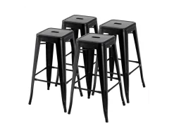 Pack de 4 taburetes de 76x45x45 cm de acero de estilo industrial en color negro Tolix