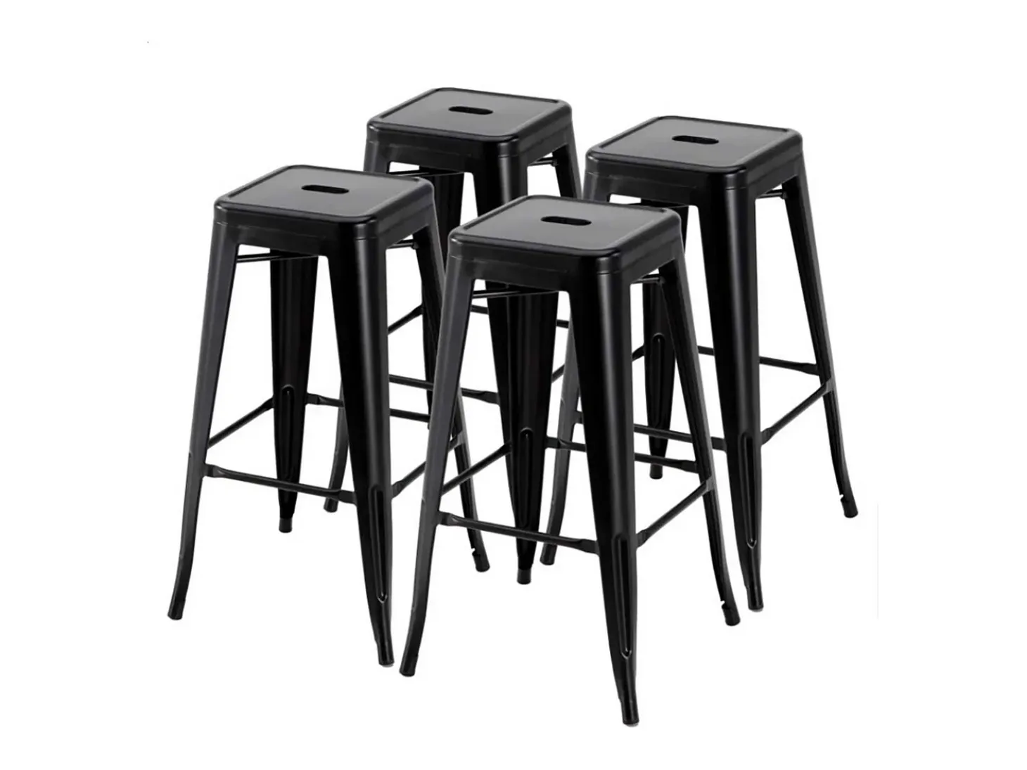 Pack de 4 taburetes de 76x45x45 cm de acero de estilo industrial en color negro Tolix