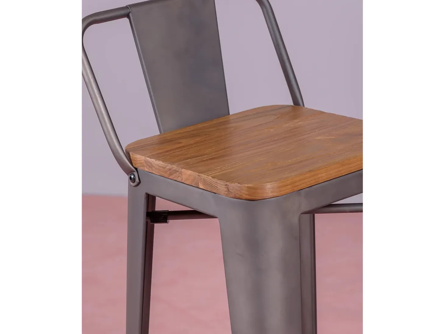 Pack de 4 taburetes envejecidos con asiento de madera - Bistro - Antique