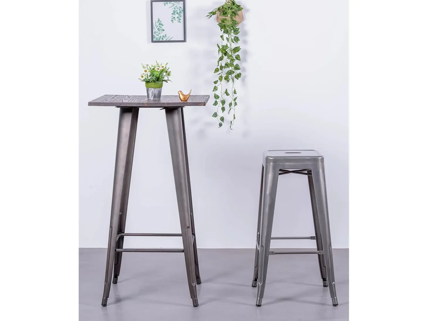 Pack de 4 taburetes metálicos de 76 cm de altura - Bistro - Metálico