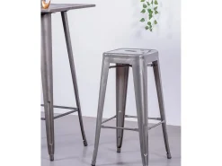 Pack de 4 taburetes metálicos de 76 cm de altura - Bistro - Metálico