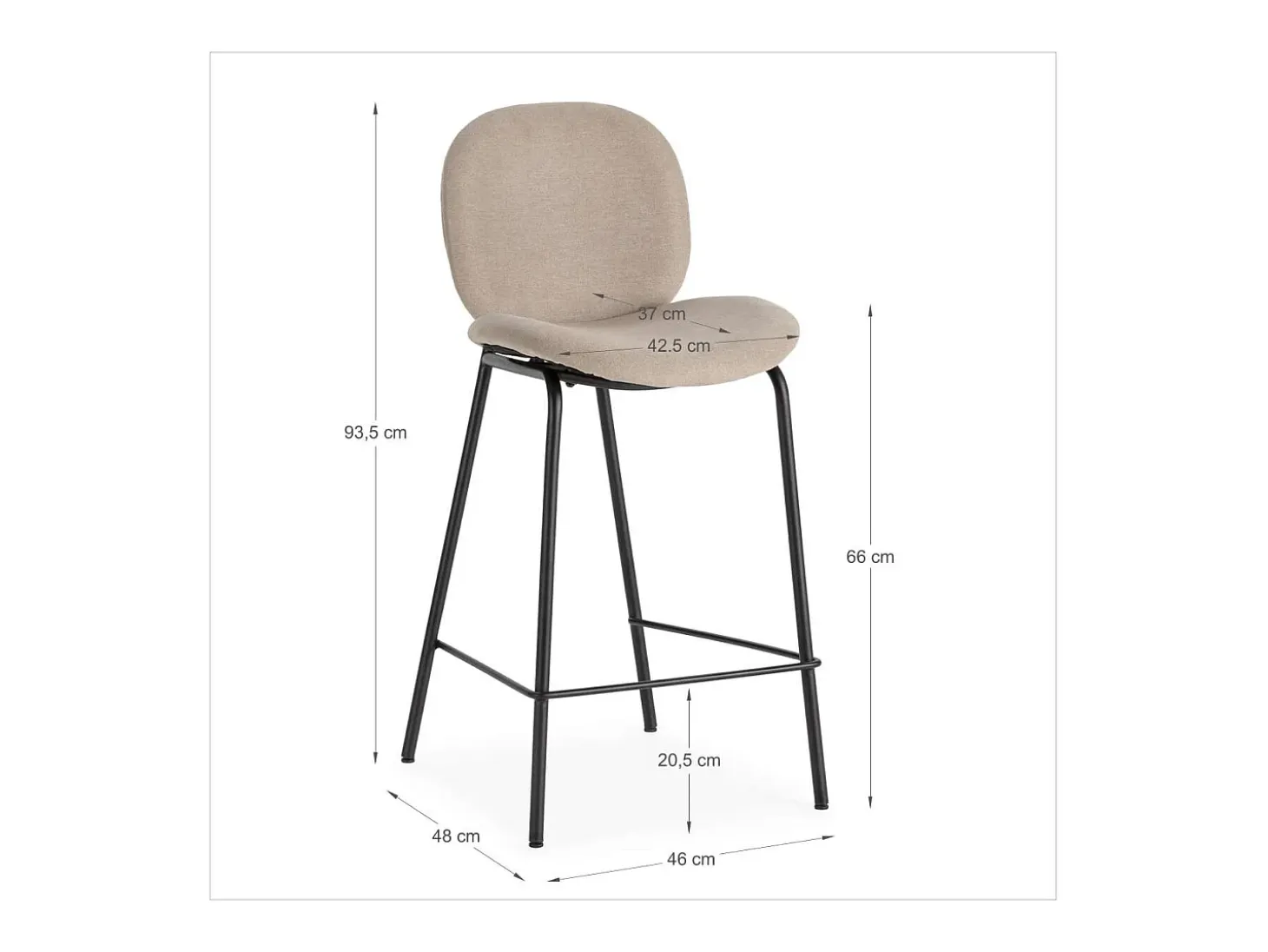 Pack de 2 taburetes modelo Coro acabado beige, 94cm(alto) 43cm(ancho) 54cm (largo)