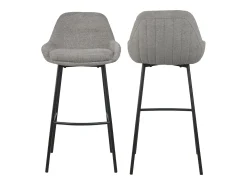 Pack de 2 taburetes para barra de 100x49x52 cm con respaldo de tela en color gris Caspi