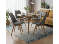 Pack de comedor Bistro color gris (4 sillas tapizadas) 84x48x54 cm