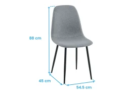 Pack de comedor Lisa en colores gris y pata negra (4 sillas) 88x55x45 cm