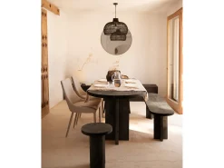Pack de mesa de comedor de 180x80cm y banco de 140x45cm de madera maciza de abeto Decowood en tono negro - TOKYO - DECOWOOD