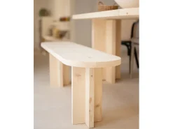 Pack de mesa de comedor de 200x85cm y banco de 160x45cm de madera maciza de abeto Decowood en tono natural - TOKYO - DECOWOOD