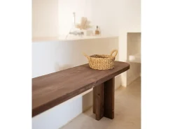 Pack de mesa de comedor de 200x85cm y banco de 160x45cm de madera maciza de abeto Decowood en tono nogal - TOKYO - DECOWOOD