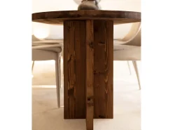 Pack de mesa de comedor de 200x85cm y banco de 160x45cm de madera maciza de abeto Decowood en tono nogal - TOKYO - DECOWOOD