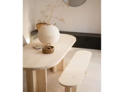 Pack de mesa de comedor de 160x78cm y banco de 120x45cm de madera maciza de abeto Decowood en tono natural - TOKYO - DECOWOOD