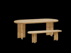 Pack de mesa de comedor de 160x78cm y banco de 120x45cm de madera maciza de abeto Decowood en tono natural - TOKYO - DECOWOOD