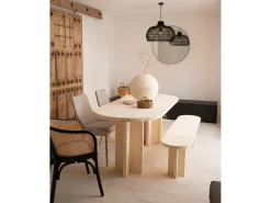 Pack de mesa de comedor de 180x80cm y banco de 140x45cm de madera maciza de abeto Decowood en tono natural - TOKYO - DECOWOOD
