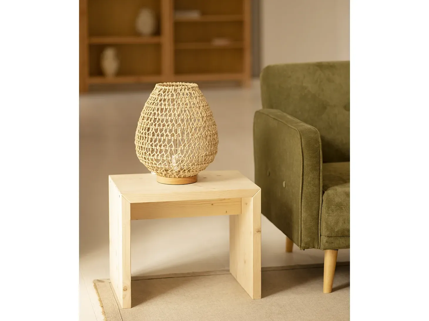 Pack mesa de comedor de 120x75cm y 4 taburetes de 50x45cm rectangulares de madera de abeto maciza Decowood en tono natural - TELVA - DECOWOOD