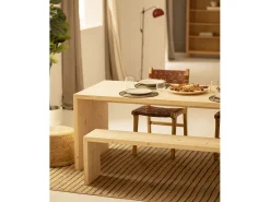 Pack mesa de comedor de 200x75cm y banco de 165x45cm rectangulares de madera de abeto maciza Decowood en tono natural - TELVA - DECOWOOD