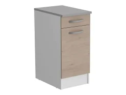 Pack Muebles Cocina Eko Moderno Blanco Mate/Roble Jackson Fregadero Horno