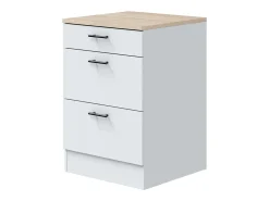 Pack Muebles Cocina Kira 10 Módulos Nórdico Blanco Brillo Roble Canadian