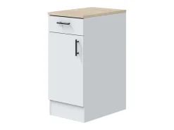 Pack Muebles Cocina Kira 10 Módulos Nórdico Blanco Brillo Roble Canadian