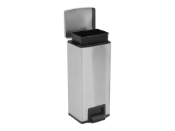 Papelera con pedal antihuellas de 30 l acero inoxidable plateado color plata 02_0043857