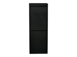 Papelera de reciclaje de pared con 2 compartimentos extraíbles 93 x 33 x 25 cm color negro 03_0008199