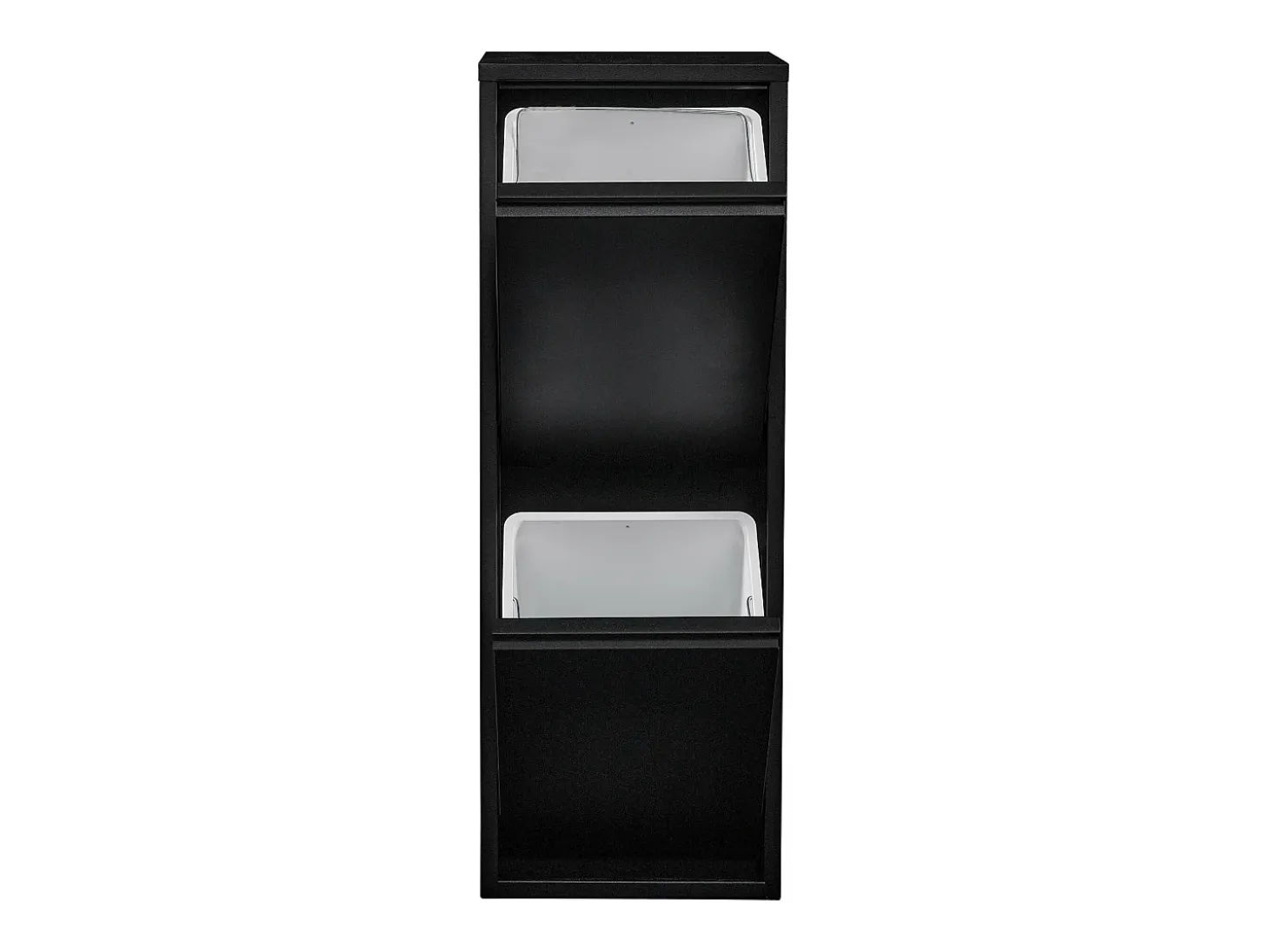 Papelera de reciclaje de pared con 2 compartimentos extraíbles 93 x 33 x 25 cm color negro 03_0008199