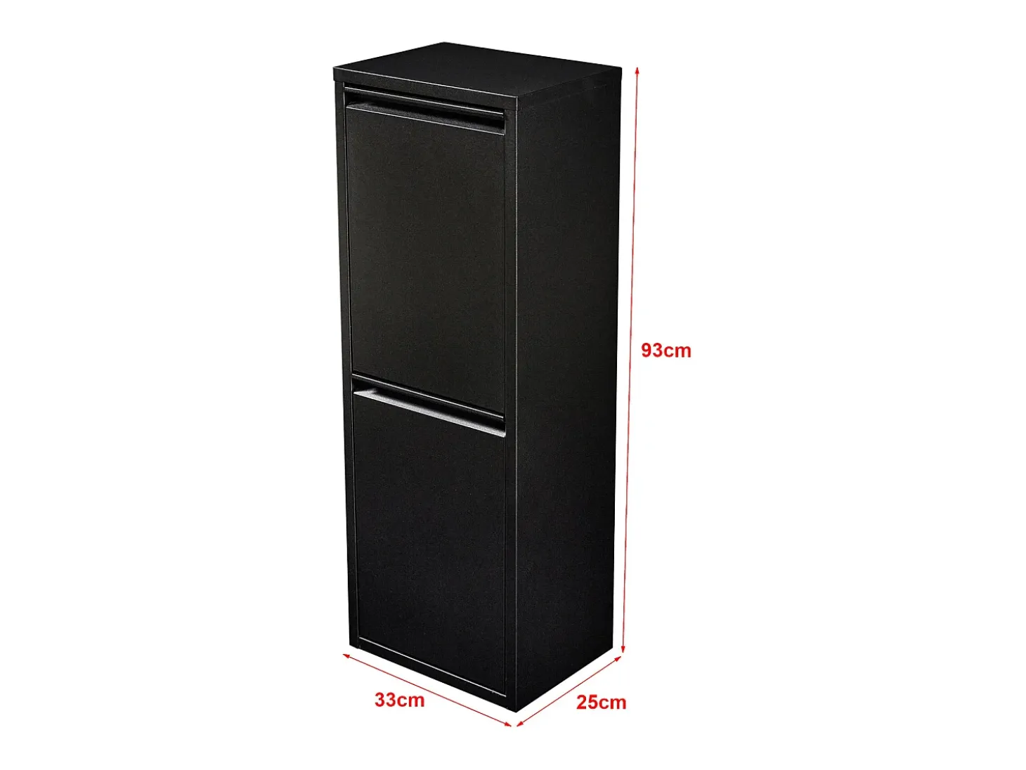 Papelera de reciclaje de pared con 2 compartimentos extraíbles 93 x 33 x 25 cm color negro 03_0008199