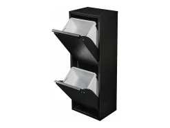 Papelera de reciclaje de pared con 2 compartimentos extraíbles 93 x 33 x 25 cm color negro 03_0008199