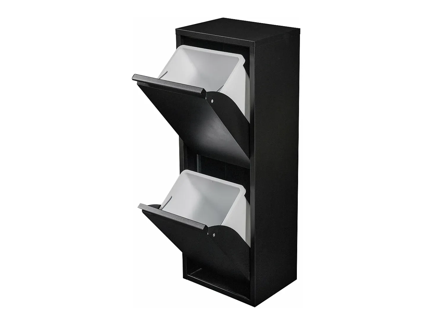 Papelera de reciclaje de pared con 2 compartimentos extraíbles 93 x 33 x 25 cm color negro 03_0008199